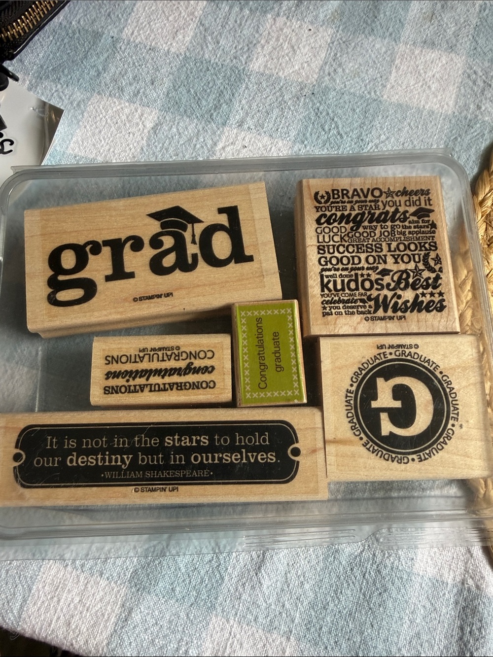 Graduation Stamp Set - Stampin Up Block Stamps- as new